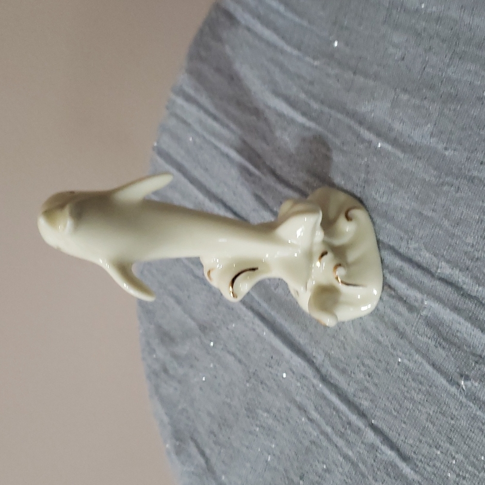 Lenox Porcelain Ivory and Gold Trim Dolphine Figurine